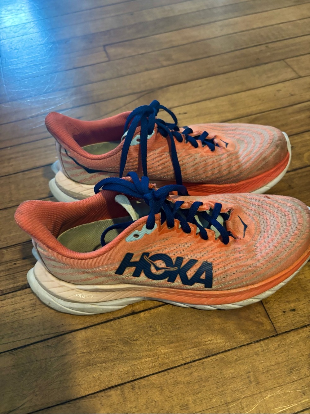 Hoka Coral Sneakers with Navy Accents